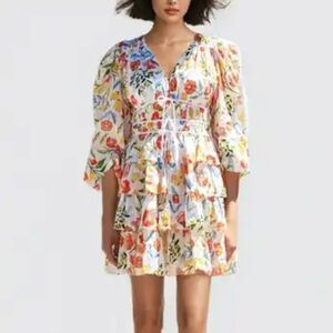 Million Colors Vibrant Floral Tiered Mini Dress 1344